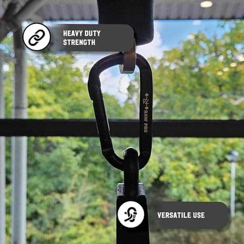 DanRaw Pro Heavy-Duty Black Carabiner Clips (2-Pack or 4-pack) Gym Accessory for Resistance Bands, Cable Machines, Weight Training & Gear Attachment – Durable, Design for Fitness & Home Workouts (4) — view 2