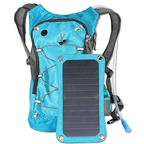 GQYYS Solar Backpack, Solar Powered 1.8 Liter Hydration Backpack / 7 Watt Solar Panel, Solar Powered Pack for Hiking Biking Running Walking Climbing Outdoor Travel
