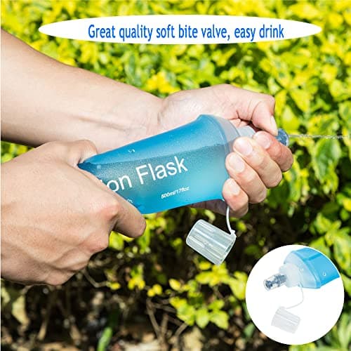 AXEN 500ML Soft Flask, TPU Foldable Running Hydration Flask, Soft Collapsible Water Bottle for Hydration Pack Cycling Marathon Running Hiking — view 4
