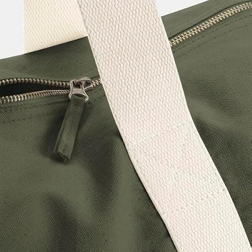 Westford Mill - EarthAware Organic Barrel Bag - Weekend, Gym, Travel, Overnight, Sports, Holdall Bag - 100% Organic Cotton - Olive Green - Small — view 2