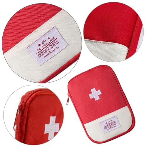 EQLEF Travel First Aid Kit First Aid Bag Empty Mini Medicine Storage Bag First Aid Pouch Small Medical Bag for Car Hiking Camping Outdoor Activities (Red,Yellow) — view 5