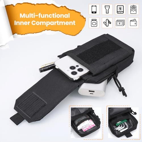 Hejo Tactical Molle Pouch, Utility Belt Pouch with Zipper (Black) — view 5