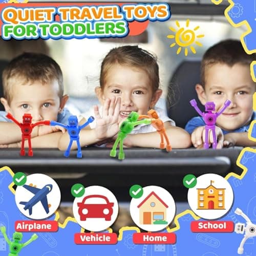 Magnetic Robot Men Travel Toys for Toddlers Kid Boy 5PC Airplane Road Trip Car Travel Activities Fridge Magnet Fidget for Party Bag Fillers for Kids — view 2
