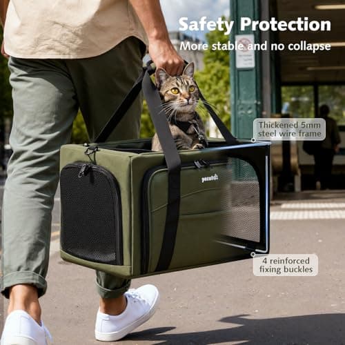 Pecute Cat Carrier Expandable, Extra Stable Cat Carrier Bag, Green — view 3