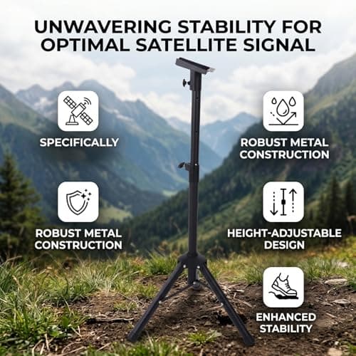 OVAQUIXI Adjustable Tripod Stand Aluminum Alloy Satellite Dish Tripod Stand Height Adjustable 23.6 to 47.2 Inch Quick Lock Knob Windproof for Gen 3 Outdoor Camping RV Boat Lawn — view 3