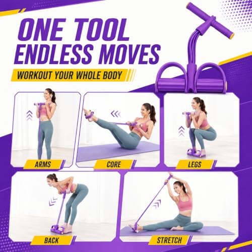 6 Tube Resistance Band with Pedal - Elastic Sport Home Fitness Elastic Stretcher with Non-Slip Handles for Abdominal and Full Workout — view 4