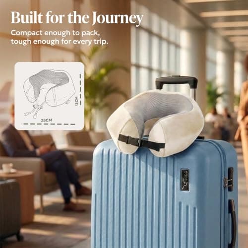 LUGG Memory Foam Travel Pillow – 360° Ergonomic Neck & Head Support, Slow Rebound Cushioning, Breathable Cover, Lightweight U-Shape Pillow for Flights, Trains & Cars, Includes Storage Bag - Stone — view 5