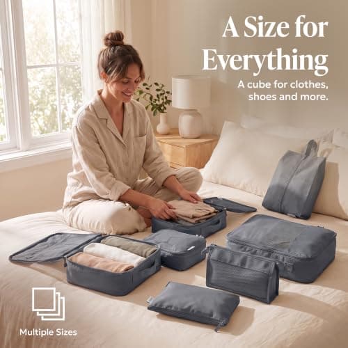 LUGG 8 Set Compression Packing Cubes for Suitcases – Suitcase Organiser Set, Lightweight 290D Polyester Waterproof Travel Bags, Luggage Packing Organizers, Travel Essentials for Men & Women — view 3