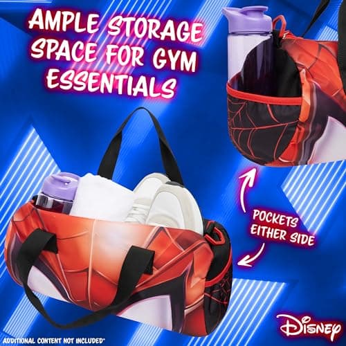 Disney Kids Sports Bag, Holdall with 2 Pockets & Adjustable Strap (Black/Red Spiderman) — view 4