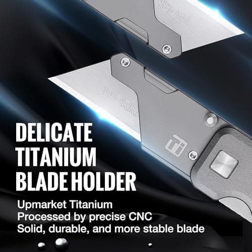 WORKPRO Titanium Folding Utility Knife with 10 SK2M Double-Edged Blades — view 6