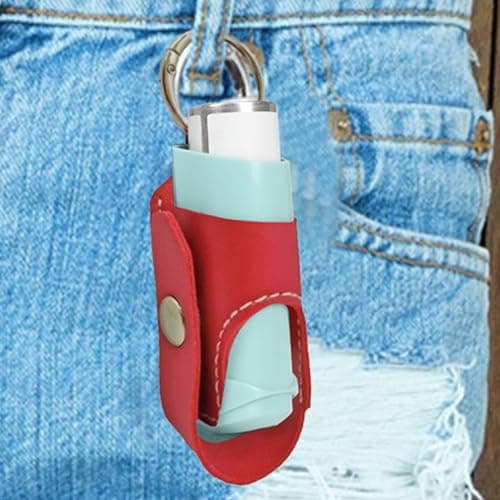 asthmas Inhaler Case Keychain - Shape Discrete & Secure Hygiene Carry, Portable Medical Pouch for Ventolin Salbutamol, Anti-Lost Quick-Release Clip, Soft-Touch PU Leather | Kids Adults — view 3