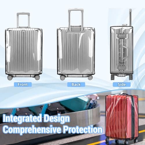 MAOMUN 3 PCS Clear Suitcase Cover with 3 Luggage Tags, Waterproof PVC Suitcase Covers Protectors Luggage Covers for Suitcases 20/24/28inch, Dustproof Luggages Cover for Travel Business Daily Using — view 5