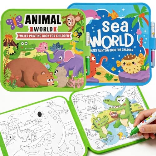 cabaro 2 Pack Mess Free Water Colouring Books for Toddler Age 3+, EVA