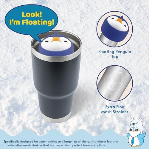 Penguin Cold Brew - Floating Tea Infuser Baskets - Stainless Steel Strainers for Loose Leaf Tea and Coffee - Extra Fine Metal Micro Mesh Steeper - Reusable, Travel-Friendly Fits Any 40oz Tumbler — view 4