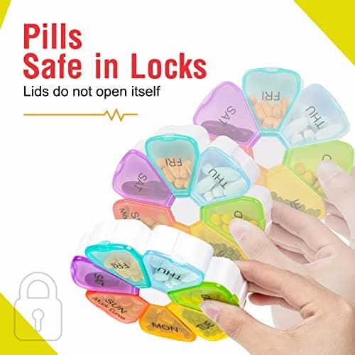 Portable Weekly Pill Box | Easy to Open 7 Day Premium Quality Tablet Box | Travel Pill Case with Snap Shut Lids Design |Tablet Organiser for Vitamins, Supplements & Medicine - Mark Curve — view 4