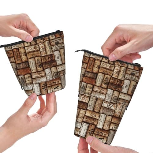 Longzehao Wine cork Print Telescopic Pencil Bag Pen Holder Pop Up Storage Case,Standing Portable pen Case — view 5