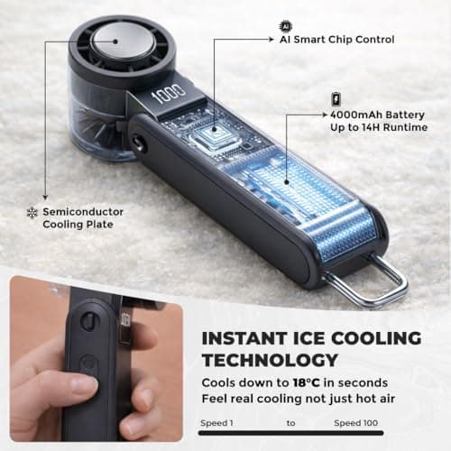 Portable Handheld Fan and Desk Fan with Power Bank, Portable Rechargeable Cooling for Travel Essentials and Camping Essentials, Gifts for Women, for Home Office, Indoor and Outdoor Use. — view 2