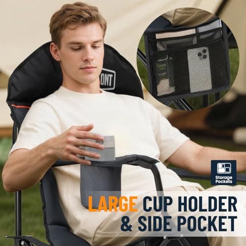 OVERMONT 150kg Oversized Camping Folding Chair for Adults — view 6