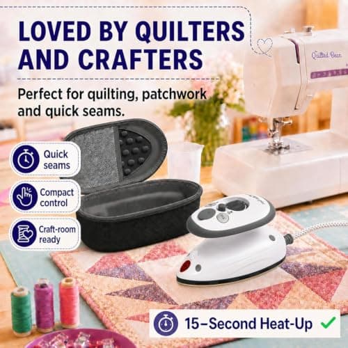 The Quilted Bear Premium Mini Iron and Wool Pressing Mat Bundle, Black — view 2