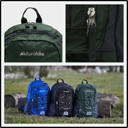 Eurohike Nova 25 Litre Daysack with Ventilated Back Panel, Lightweight, Packable, Adjustable 25L Daypack, Backpack, Rucksack, Bag for Men Women & Kids, School, Commuting, Camping, Hiking (Green) — view 5