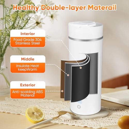 500ML Portable Travel Electric Kettle, Stainless Steel Automatic Shut — view 2