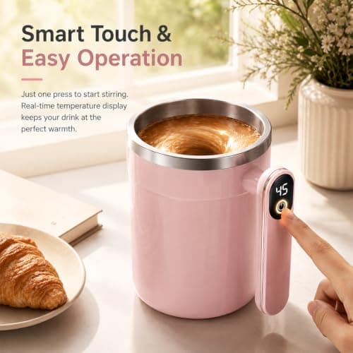 Tryora 400ml Stainless Steel Automatic Magnetic Self-Stirring Coffee Mug — view 2