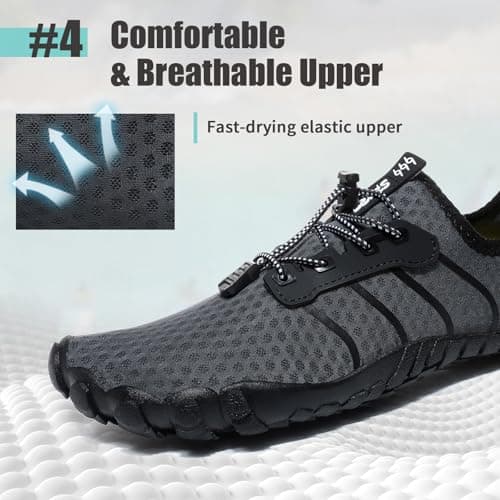 Barefoot Water Shoes Mens Womens Swim Beach Quick Dry Aqua Shoes Lightweight Comfortable for Unisex Diving Shoes Grey — view 5