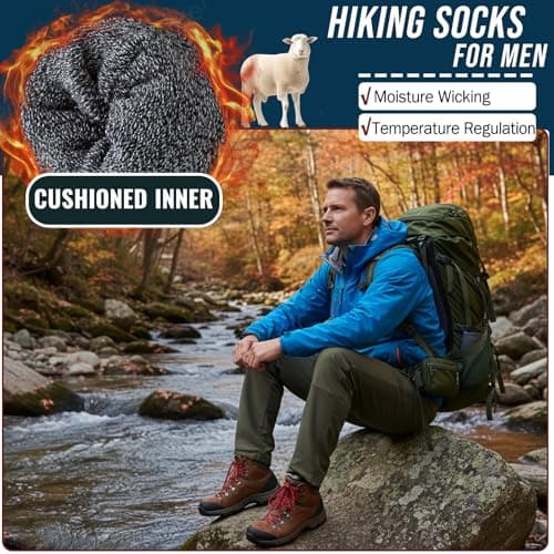 Hocerlu Thermal Socks for Men, 5 Pairs Thick Cushioned Winter Warm Boot Socks for Walking Hiking Trekking Outdoor Activities Everyday Wear, UK 6-11. — view 5