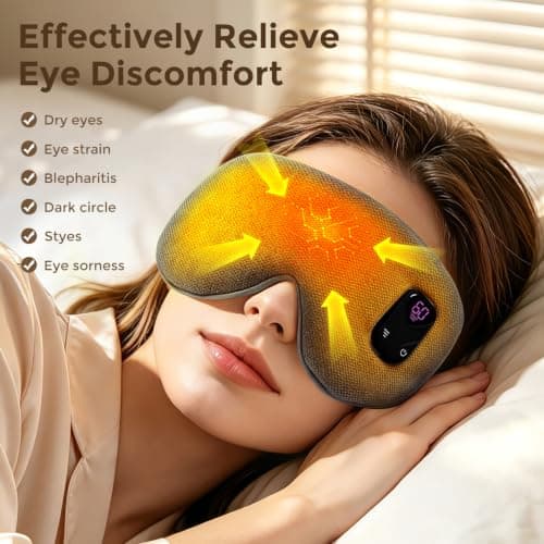 Heated Eye Mask Cordless Warm Eye Compress for Dry Eyes Blepharitis Stye Relief Improved Sleep, 3 Level Heat, 1500mAh Rechargeable Battery, Washable Cover, Eye Heating Pad for Sleeping Travel — view 6