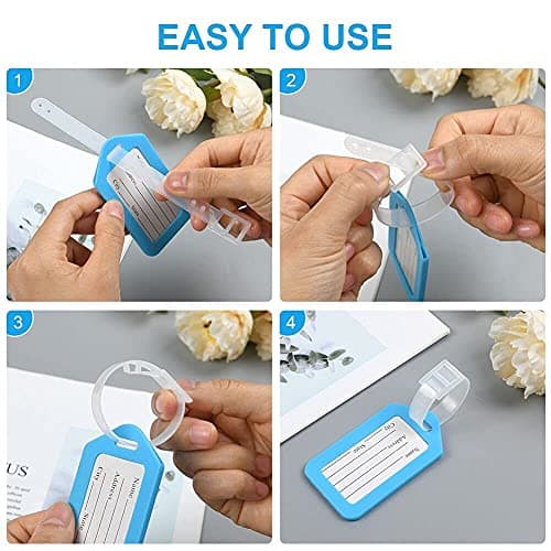 Vicloon Luggage Tags, 12PCS Travel Suitcase Bag Baggage Tag Luggage Label, Plastic Luggage Identifier, Luggage Tag Holder, Suitcase ID Tags, Handbag Tag Label, Travel ID Bag Tag, Luggage Suitcases Tag — view 4