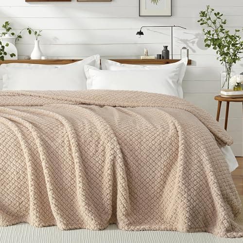 Exclusivo Mezcla Soft Fleece Double Size Blanket for Bed Sofa, Camel