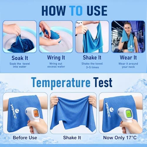 YQXCC 2 Pack Cooling Towels, 120x30 cm, Ice Cool Microfibre Towel for Neck — view 4