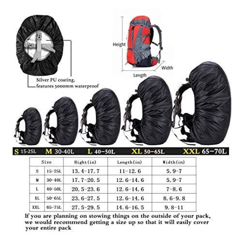 GuangTouL Waterproof Backpack Rain Cover for 65-75L Backpack, 190T Nylon Rucksack Rain Cover with Adjustable Buckle Strap, Waterproof Pack for Hiking Camping Travel Cycling, Outdoor Protection — view 4