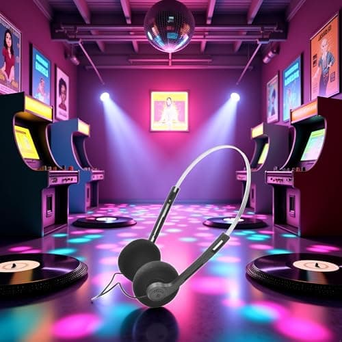 Clockjuan Black Retro Over-Ear Earphones, Hi-Fi Stereo Earphone, Mini Stereo Lightweight Headphones with Cord, 80s 90s Vintage Headset Wired,Headphone, for Most Mobile Phones Playback Pevices — view 6