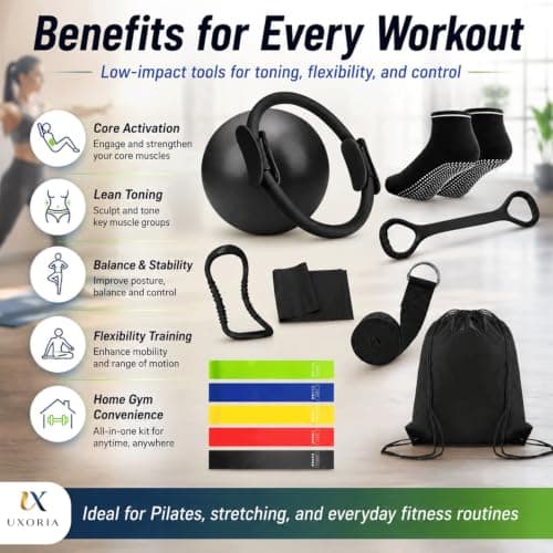 13 Piece Pilates Ring Set for Women, Full Body Pilates Equipment Kit with Resistance Bands, Exercise Ball & Accessories, Home Workout Fitness Set for Core Strength, Flexibility, Toning & Body Shaping — view 4