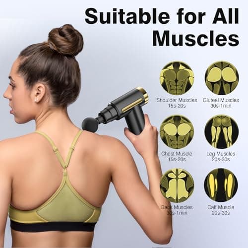 cotsoco Mini Massage Gun Deep Tissue,6 Speeds Cordless Handheld Muscle Massager with 4 Heads 1800mAh Battery & Type-C Charging, Super Quiet Chargeable Device Pain Relief, Best Gift — view 4
