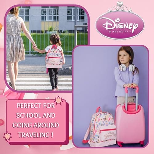 Disney Princess Backpack For Girls School Bag Large Premium Pink Rose Gold Travel Lunch Rucksack — view 3