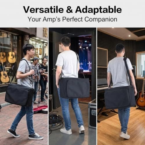 Qraatosi Guitar Amplifier Speaker Storage Case Portable Carry Bag Gig Bag Organizer Shockproof Canvas Material Adjustable Shoulder Strap Multiple Pockets — view 5