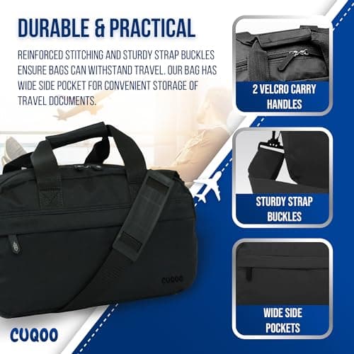 CUQOO Backpack for Flying Ryanair - 40x20x25 Under Seat Cabin Bag, Black — view 5