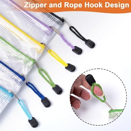Plastic Wallets, 12 Pack A4 Document File Folder Zipper Pockets Zip Lock Bags for School Office Home Travel Storage — view 3