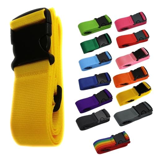 Luggage Baggage Strap Strong Extra Safety Adjustable Travel Tie Belt 13 Colours (Colour 6 Yellow)