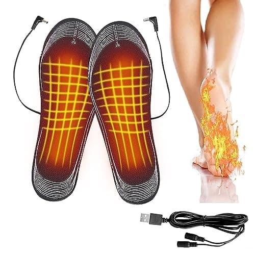 Comfort Heated Insoles, Electric USB Powered Foot Warmer, Winter Warm Cutable Feet Heater Shoe Insole for Hunting Fishing Hiking Camping, Thermal Sole Washable for Men and Women (EU 35-45)