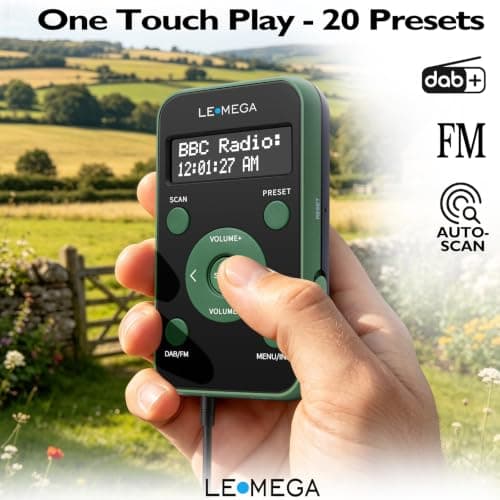 LEMEGA PR1L Pocket DAB/DAB+ Digital Radio,Rechargeable,Earphones Incl,Green — view 4