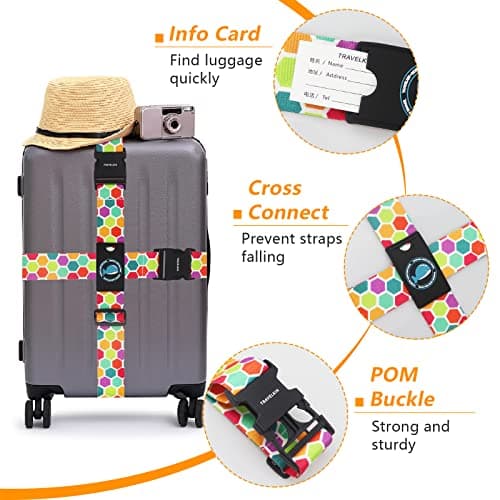 Travel Luggage Straps, Adjustable Luggage Straps for Suitcases, Cross Suitcase Belt with Quick Release Buckle for Luggage Suitcase Baggage — view 4