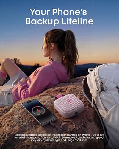 soundcore Boom Go 3i Portable Bluetooth Speaker by Anker, 24H Playtime, 15W Punchy Sound, Emergency Charging, Powerful BassUp 2.0, Bluetooth 6.0, IP68 Waterproof for Hiking/Cycling/Camping (Pink) — view 6