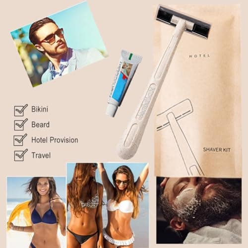 10Pack Luxury Individually Wrapped Hotel Disposable Razors Kit With Shave Cream; Clean and Hygienic; Portable Travel Razor Toiletries Amenities; Guest Shaving Razor Set for Home Hotel Travel — view 5