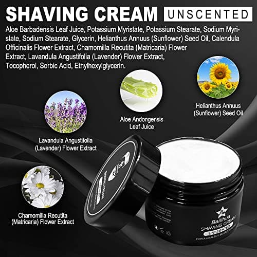 AN BAILIHUA Shaving Kit for Men, Include Cream, Pre Shave Oil, Aftershave Balm Tool, Brush & Bowl, Apron Bib Gift Sets him Boyfriend Stocking Fillers (Unscented), 1.0 count — view 3