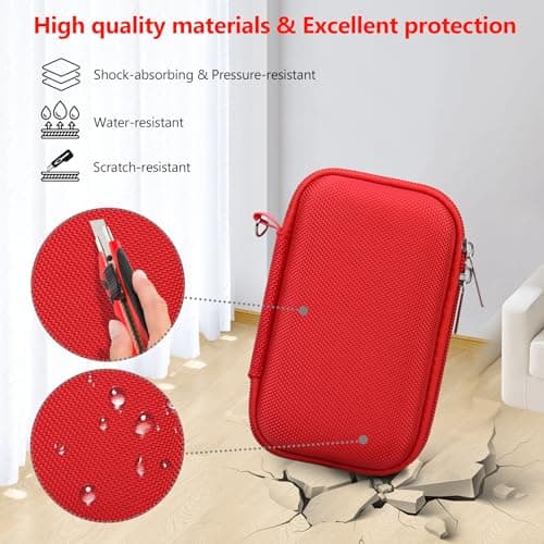 Supmay Carrying Case Compatible with Kodak PIXPRO WPZ2 Rugged Waterproof Shockproof Dustproof WiFi Digital Camera, Travel Case with Mesh Pocket fits USB Cable, SD Card, Battery, Charging Plug, Red — view 6