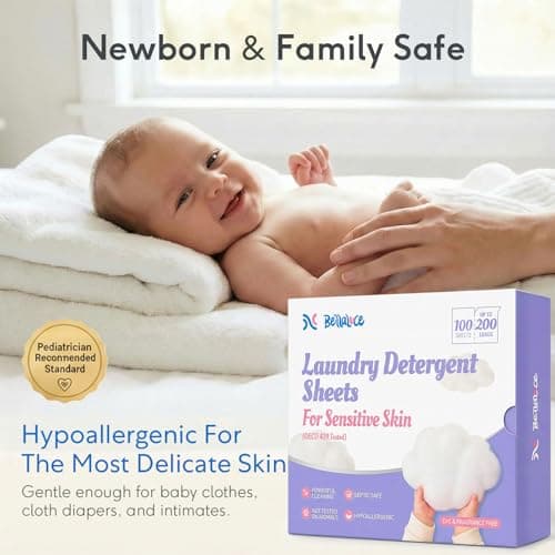 BellaLuce Sensitive Skin Laundry Detergent Sheets, 200 Loads (100 Count) - Hypoallergenic & Fragrance Free Washing Strips, Gentle for Baby, Travel & Dorm Essentials — view 4