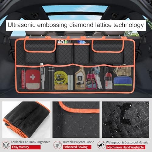 NEWFOM Car Trunk Organizer and Storage, Large Capacity Backseat Hanging Storage Car Accessories, Backseat Car Organizer for SUV/MPV/Truck (Orange) — view 5